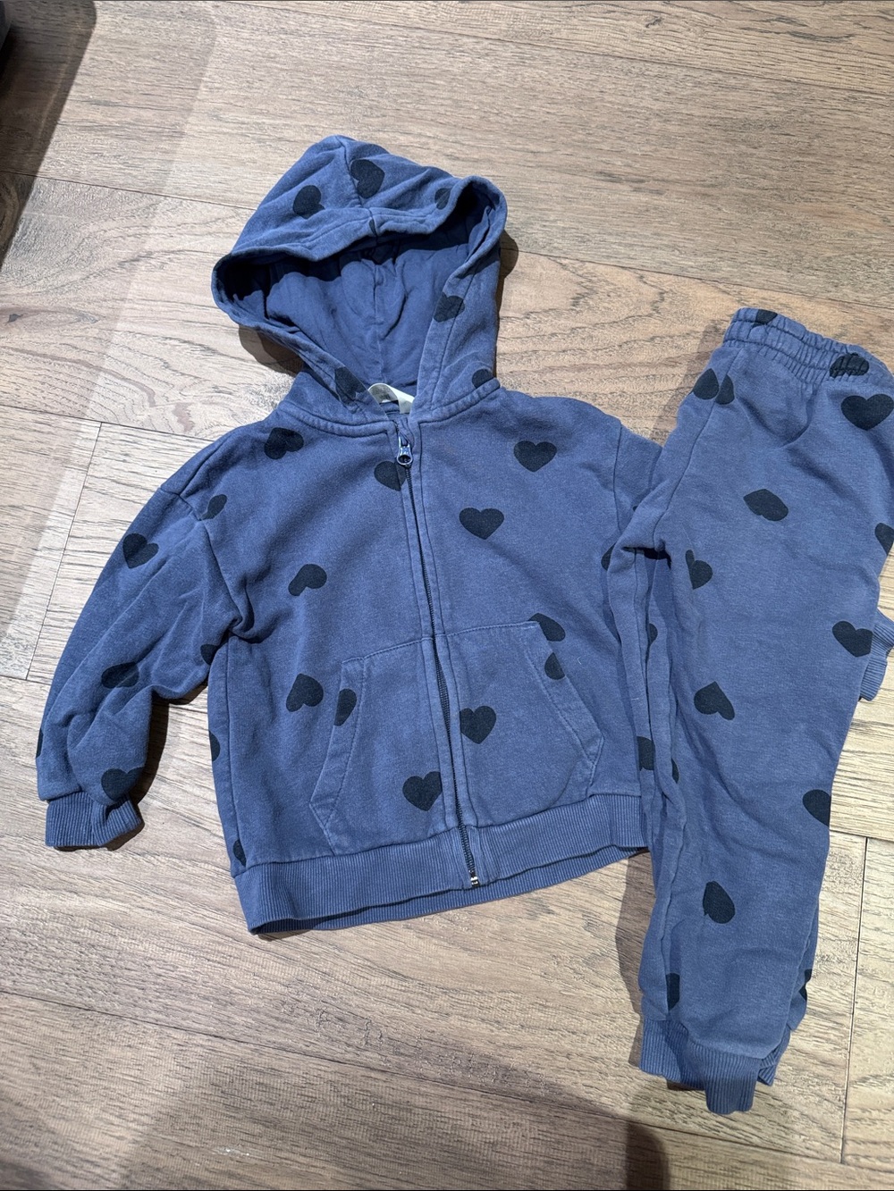 H&M Blue Heart Zip Hoodie & Joggers Set